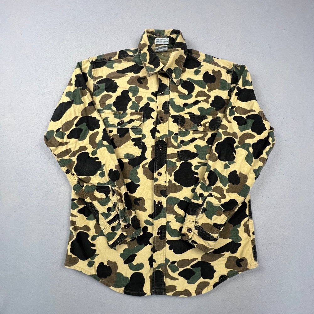 Prentiss Outdoors Chamois Shirt Mens Medium Camo Cotton USA Vintage Hunting Work